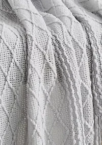 Brooklyn Loom Woven Texture Solid Dark Blue Throw
