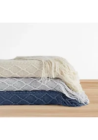 Brooklyn Loom Woven Texture Solid Dark Blue Throw