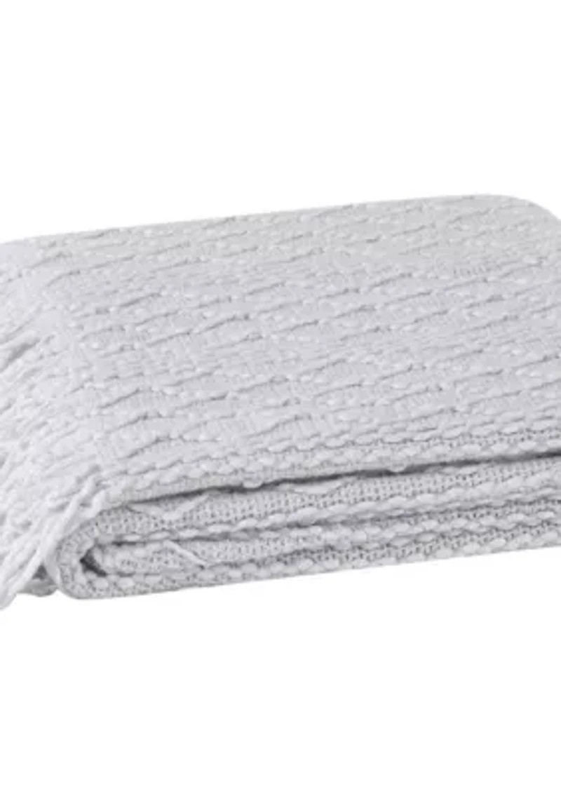 Brooklyn Loom Woven Texture Solid Dark Blue Throw