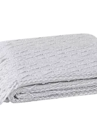 Brooklyn Loom Woven Texture Solid Dark Blue Throw