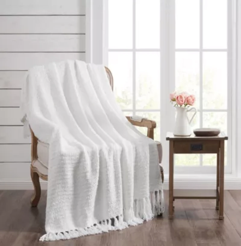 Textured Tassel Throw Blanket