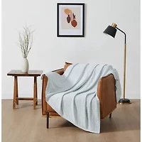 Striped Chenille White/Blue 50x60 Throw