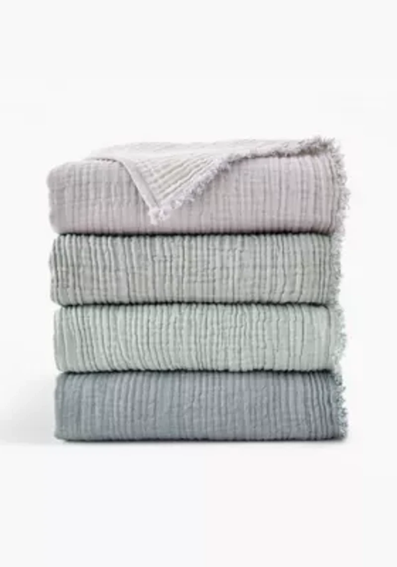 Truly Soft Two-Toned Organic Throw Blanket Olive Green