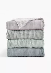 Truly Soft Two-Toned Organic Throw Blanket Olive Green