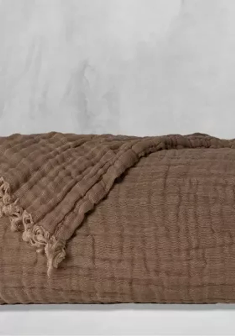 Truly Soft Two-Toned Organic Throw Blanket Olive Green