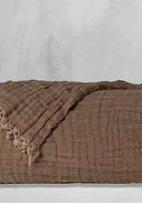 Truly Soft Two-Toned Organic Throw Blanket Olive Green