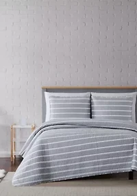 Truly Soft Maddow Stripe Grey King 3-Piece Quilt Set
