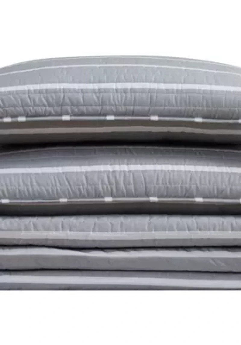 Truly Soft Maddow Stripe Grey King 3-Piece Quilt Set
