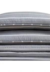 Truly Soft Maddow Stripe Grey King 3-Piece Quilt Set