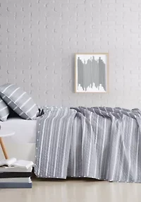 Truly Soft Maddow Stripe Grey King 3-Piece Quilt Set