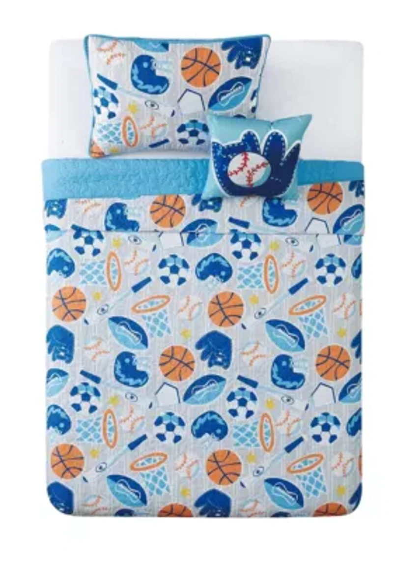 My World All Star Full 4 Piece Quilt Set