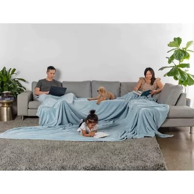 Truly Soft Velvet Plush Light Blue Family Blanket