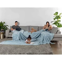 Truly Soft Velvet Plush Light Blue Family Blanket