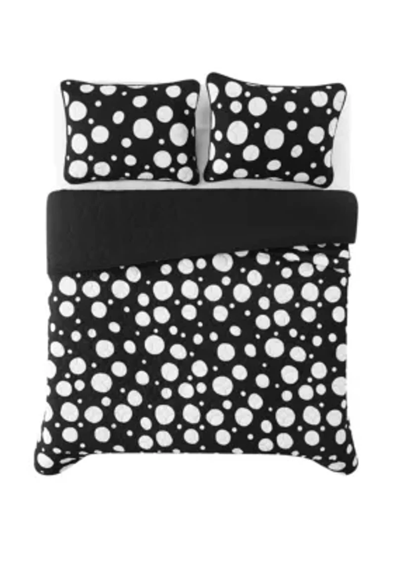 Truly Soft Sophia Dot King 3 Piece Quilt Set