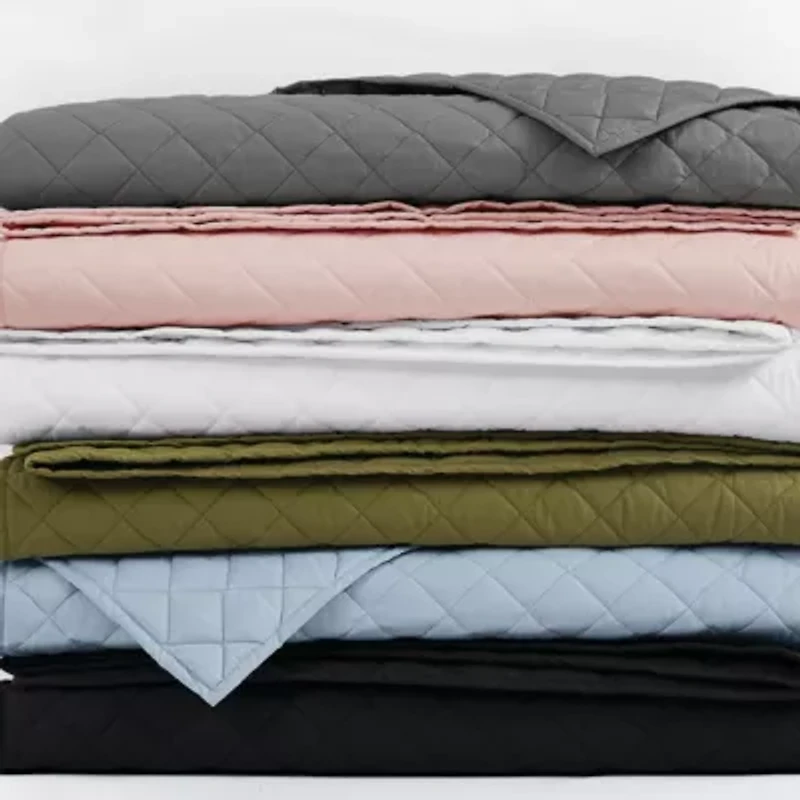 Cannon Solid Percale Grey Twin/Twin XL 2 Piece Quilt Set