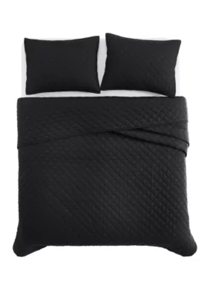 Cannon Solid Percale Grey Twin/Twin XL 2 Piece Quilt Set