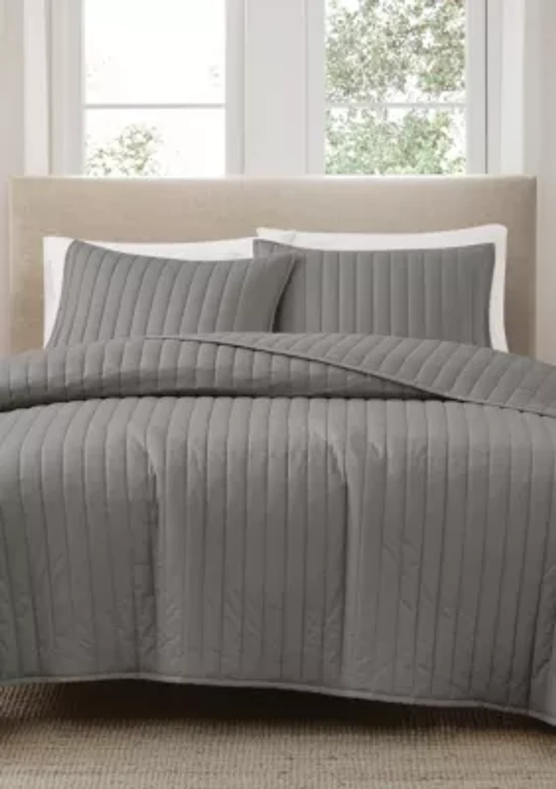 Brooklyn Loom Solid Cotton Percale Black Twin/Twin XL 2 Piece Quilt Set