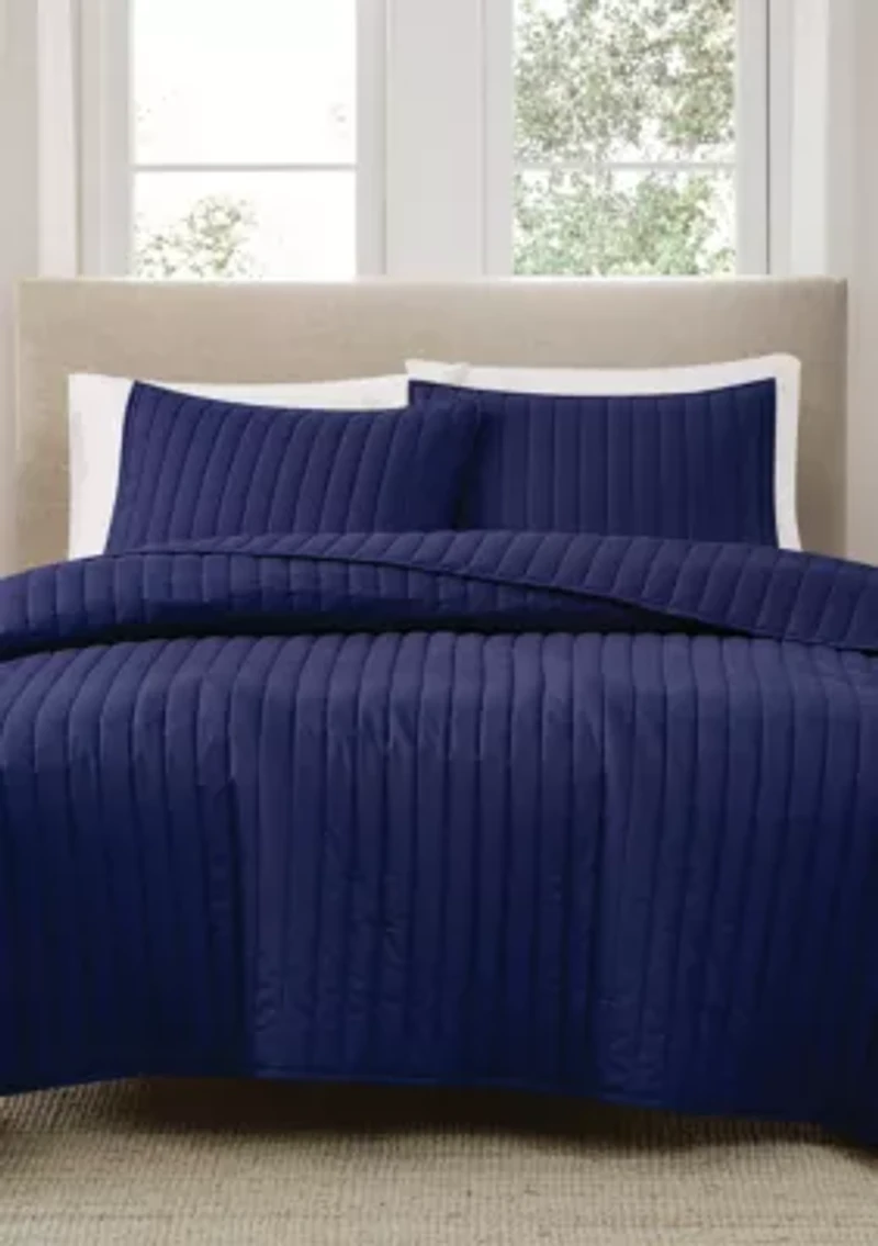 Brooklyn Loom Solid Cotton Percale Black Twin/Twin XL 2 Piece Quilt Set