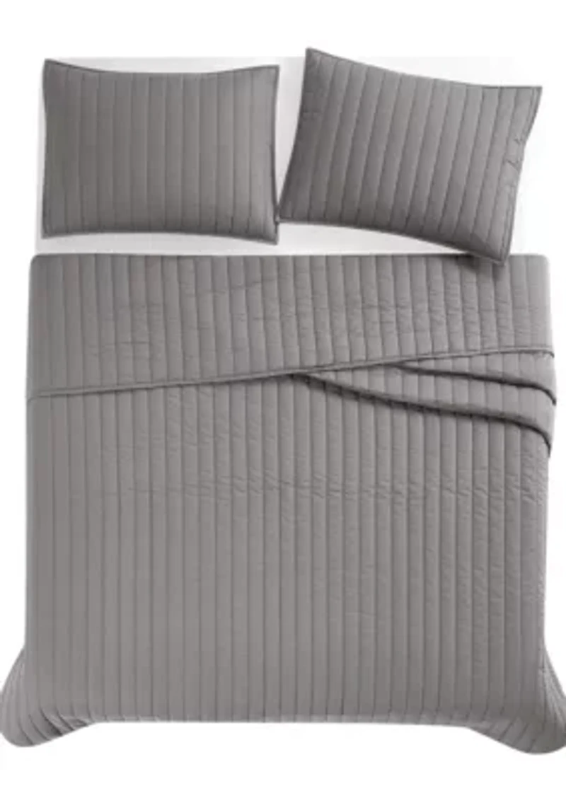 Brooklyn Loom Solid Cotton Percale Black Twin/Twin XL 2 Piece Quilt Set