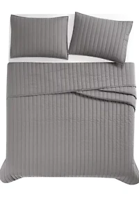 Brooklyn Loom Solid Cotton Percale Black Twin/Twin XL 2 Piece Quilt Set