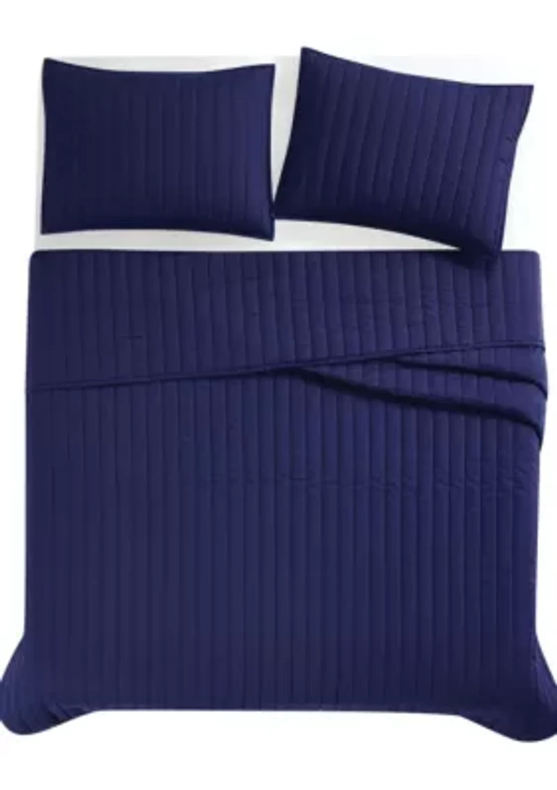 Brooklyn Loom Solid Cotton Percale Black Twin/Twin XL 2 Piece Quilt Set