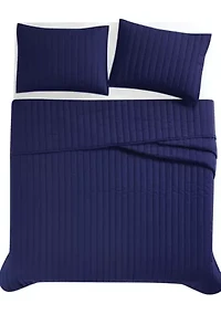 Brooklyn Loom Solid Cotton Percale Black Twin/Twin XL 2 Piece Quilt Set