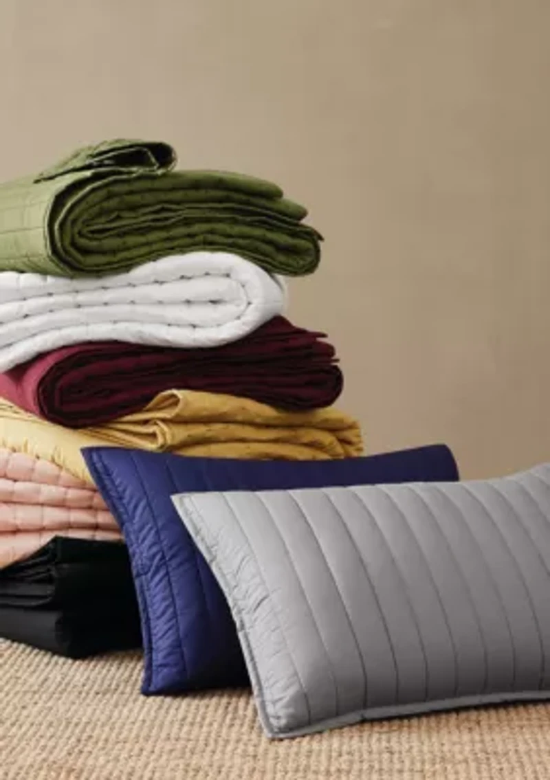 Brooklyn Loom Solid Cotton Percale Black Twin/Twin XL 2 Piece Quilt Set