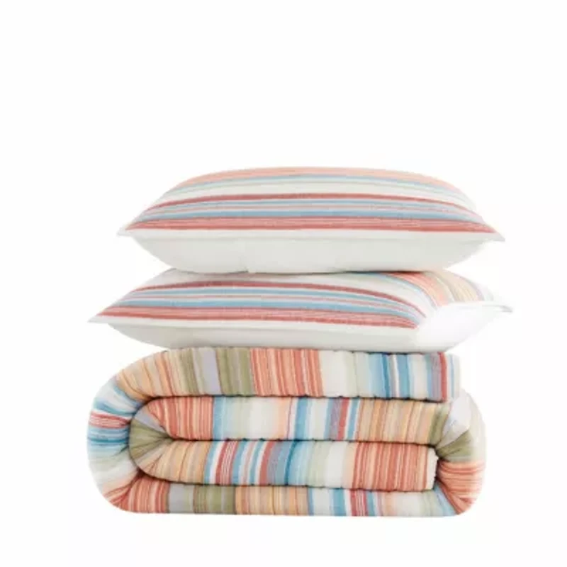 Oceanfront Resort Palm Beach Yarn Dye Stripe 3 Piece King Quilt Set