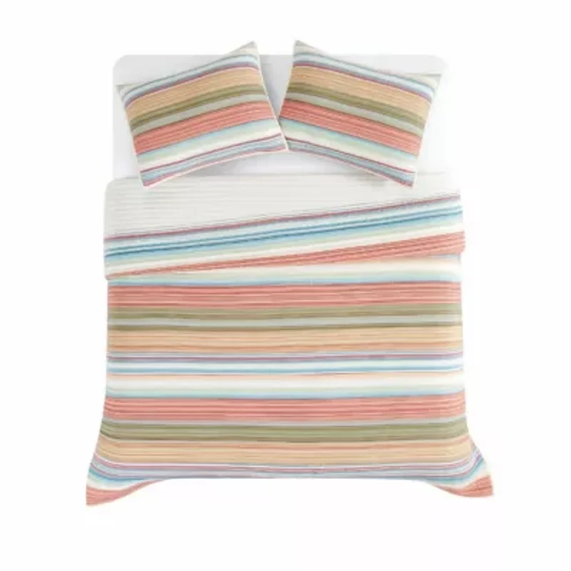 Oceanfront Resort Palm Beach Yarn Dye Stripe 3 Piece King Quilt Set