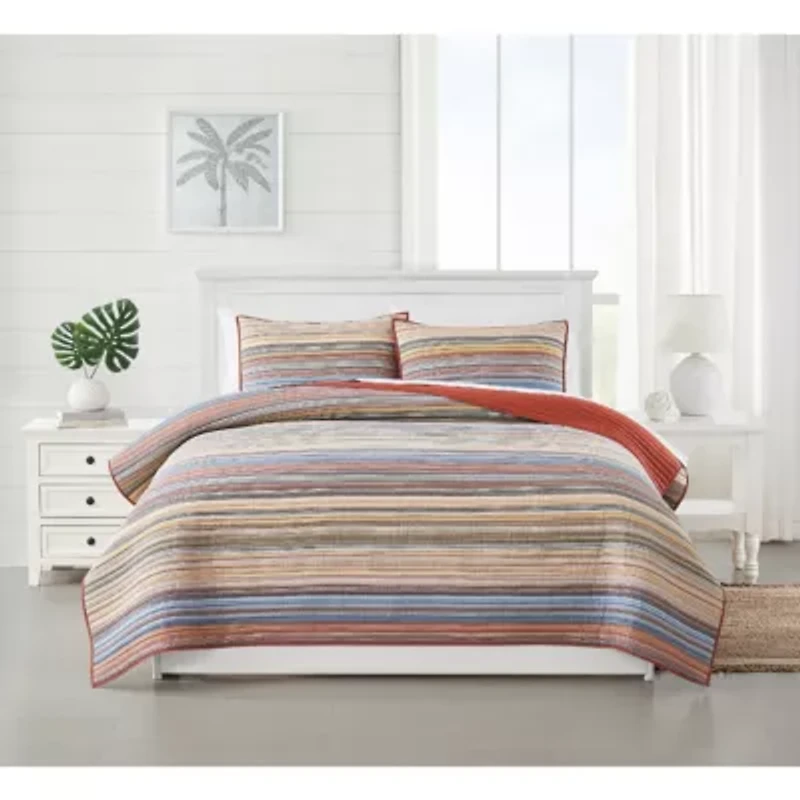 Oceanfront Resort Naples Yarn Dye Stripe 3 Piece King Quilt Set