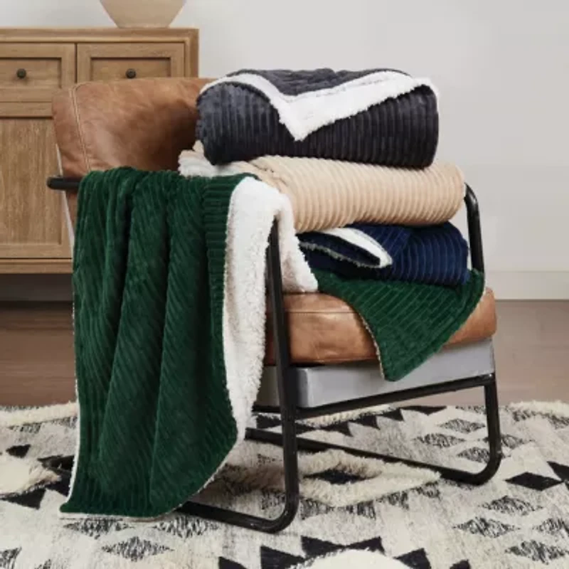 Brooklyn Loom Corduroy Blue 50x70 Throw