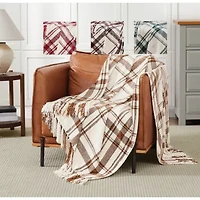 Truly Soft Plaid Chenille Burgundy/Ivory 50x70 Throw