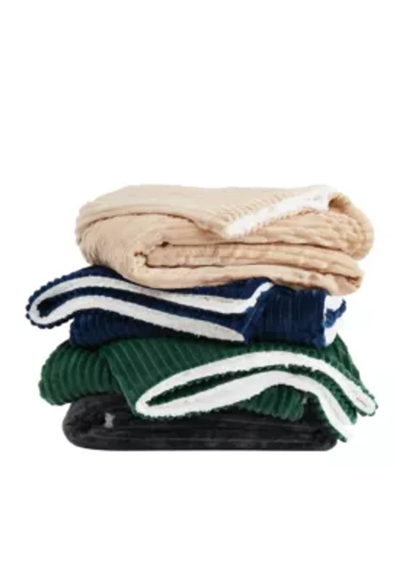 London Fog Corduroy Blue Twin Blanket