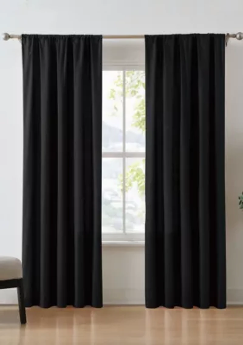 Brooklyn Loom Solid Cotton Percale Olive Green 50x96 Window Curtain Pair