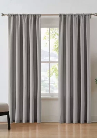 Brooklyn Loom Solid Cotton Percale Olive Green 50x84 Window Curtain Pair