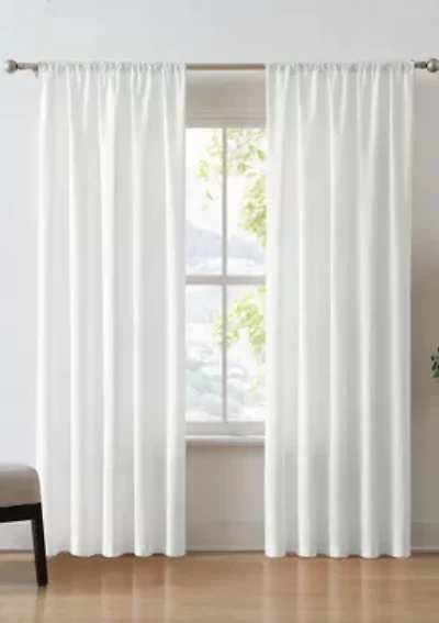 Brooklyn Loom Solid Cotton Percale Olive Green 50x84 Window Curtain Pair