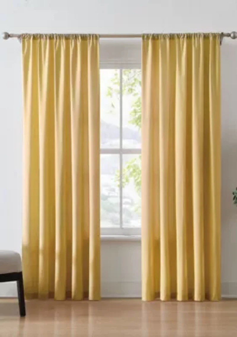 Brooklyn Loom Solid Cotton Percale Olive Green 50x84 Window Curtain Pair