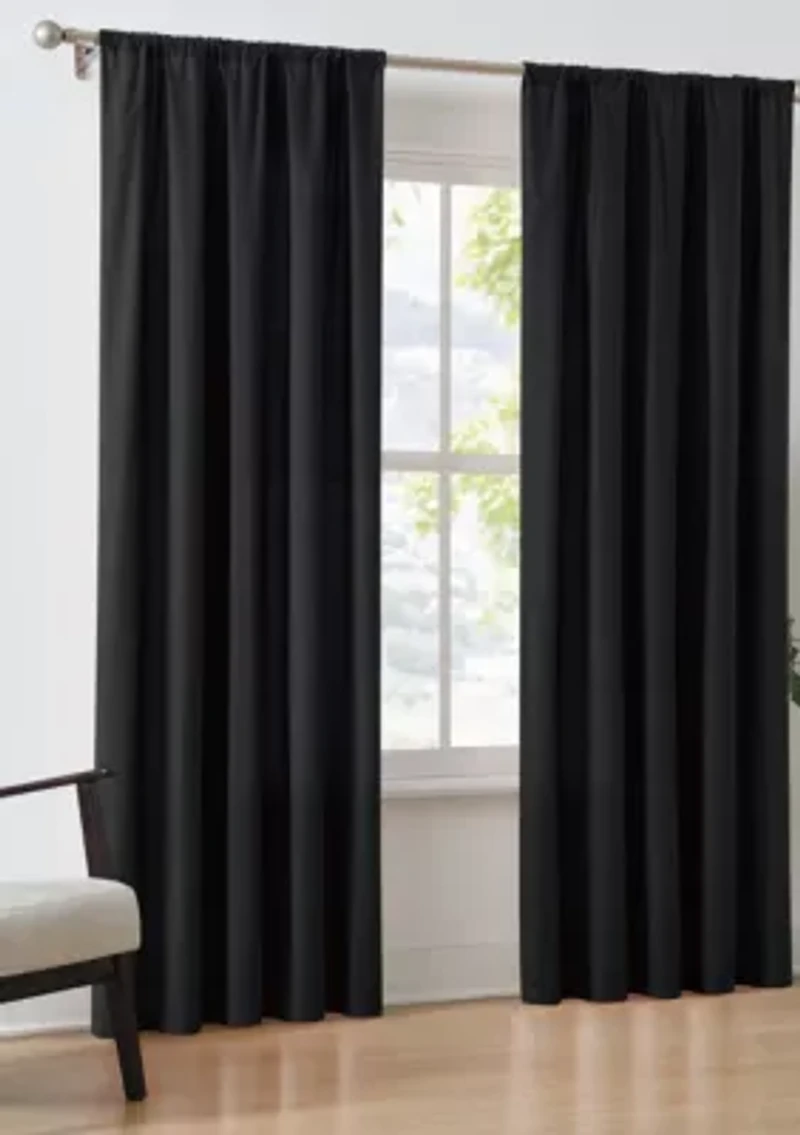 Brooklyn Loom Solid Cotton Percale White 50x96 Window Curtain Pair