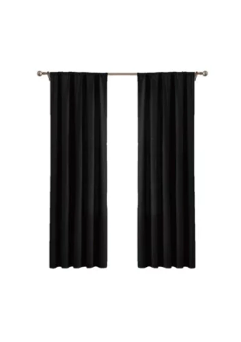 Brooklyn Loom Solid Cotton Percale White 50x96 Window Curtain Pair