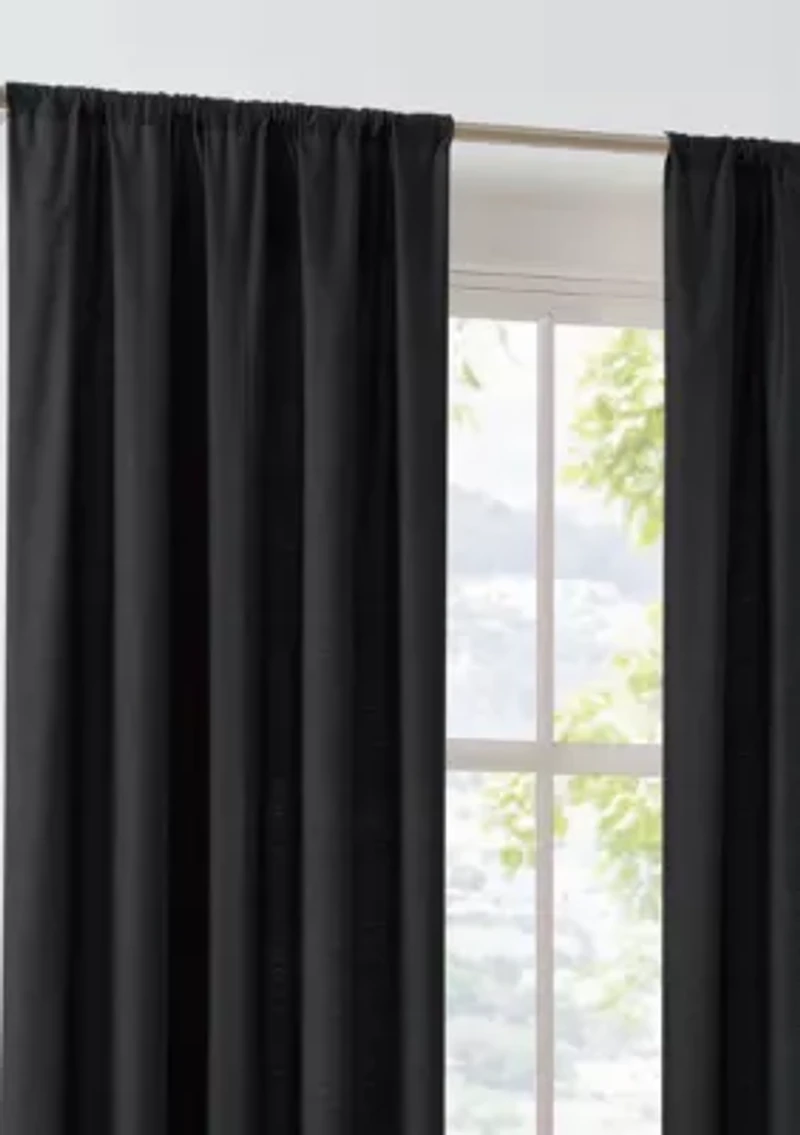 Brooklyn Loom Solid Cotton Percale White 50x96 Window Curtain Pair