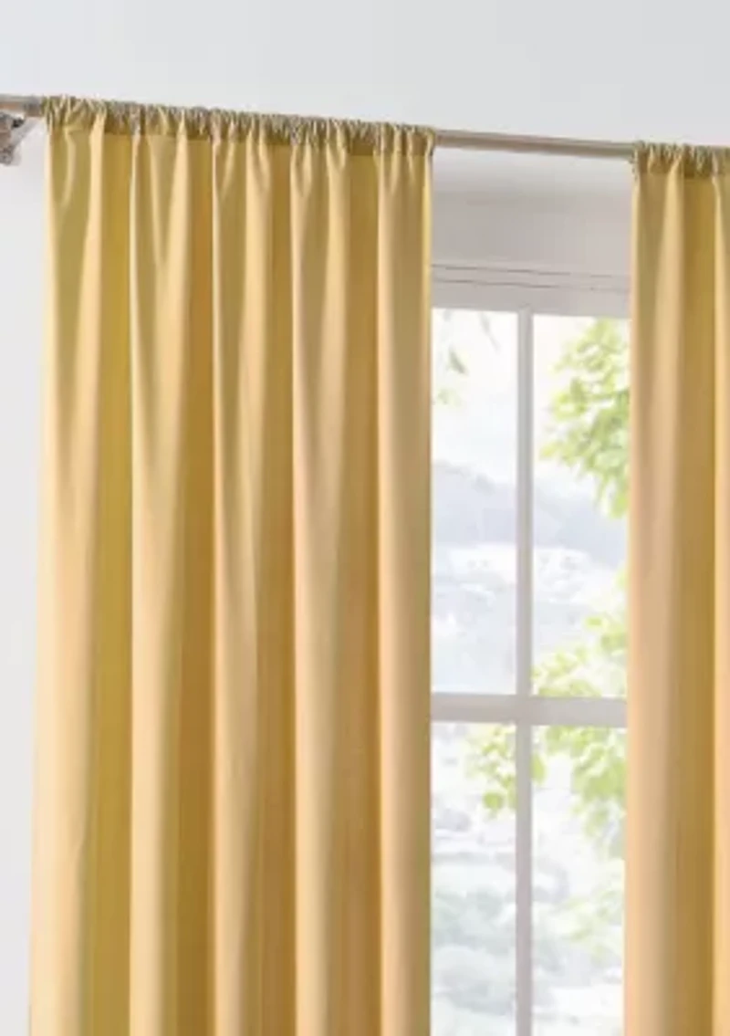 Brooklyn Loom Solid Cotton Percale Olive Green 50x84 Window Curtain Pair