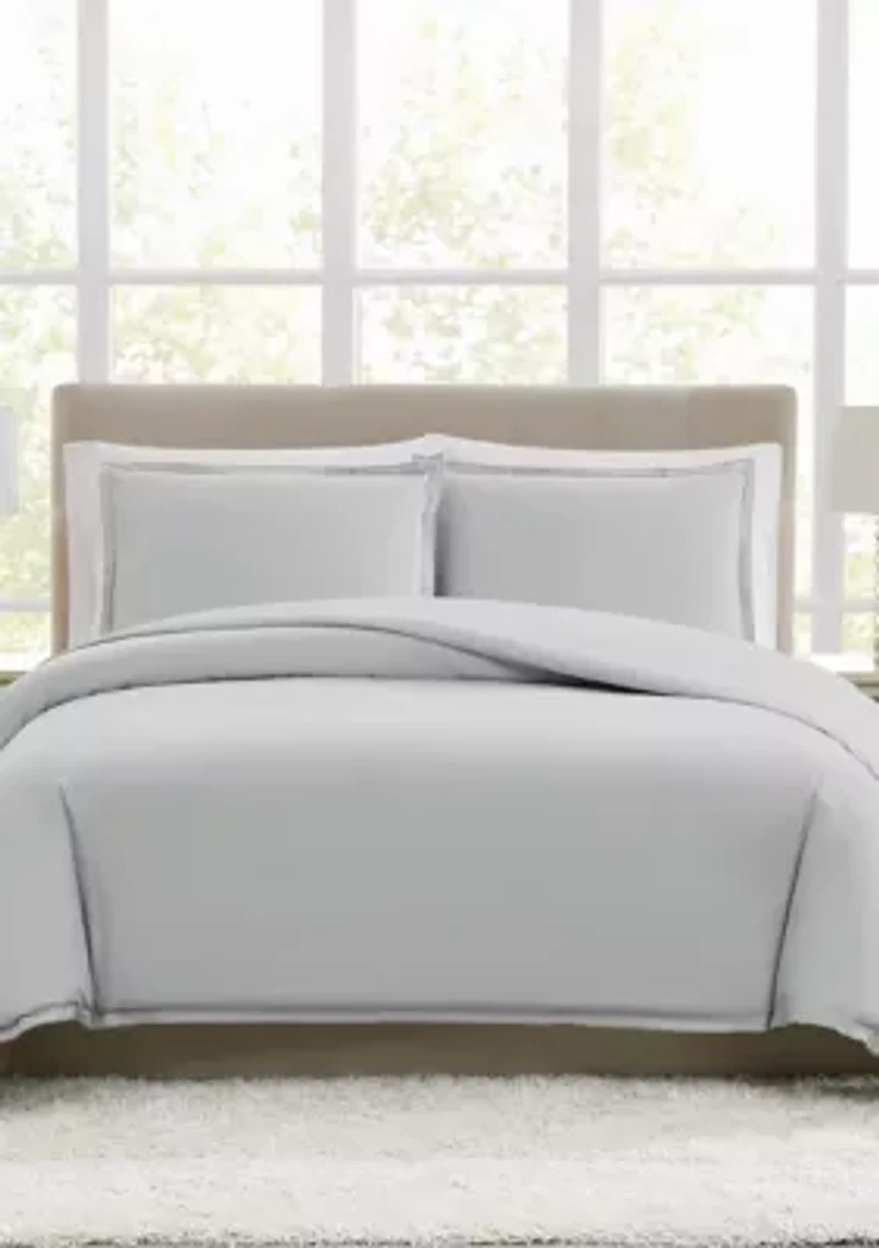 Borghese Roma 400TC Percale Cotton Khaki King 3 Piece Duvet Set