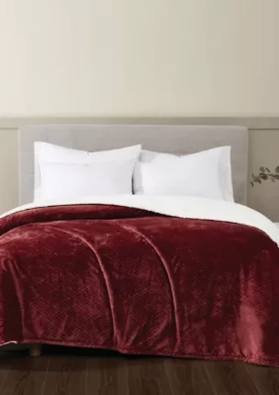 Truly Soft Basket Carved Faux Fur Grey Full/Queen Blanket