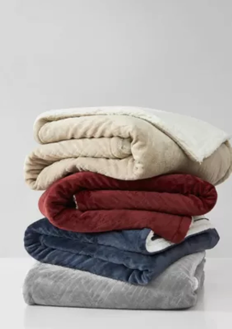 Truly Soft Basket Carved Faux Fur Grey Full/Queen Blanket