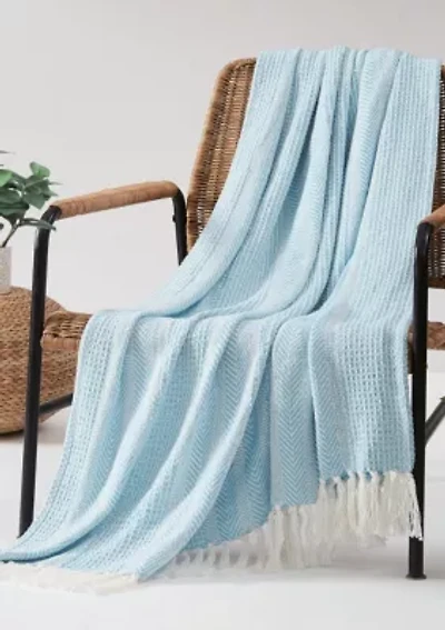 Oceanfront Resort Textured Stripe Green 50x60 Throw