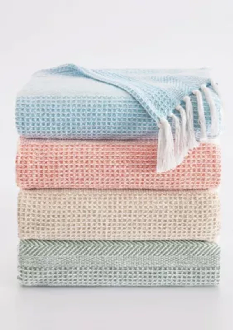 Oceanfront Resort Textured Stripe Green 50x60 Throw
