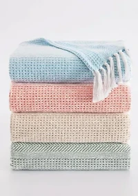 Oceanfront Resort Textured Stripe Green 50x60 Throw