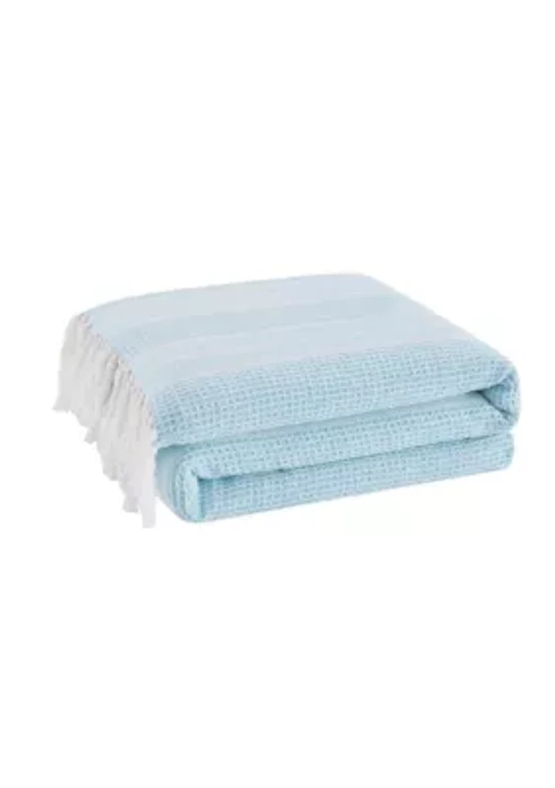 Oceanfront Resort Textured Stripe Green 50x60 Throw