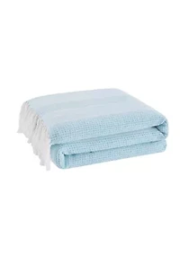 Oceanfront Resort Textured Stripe Green 50x60 Throw