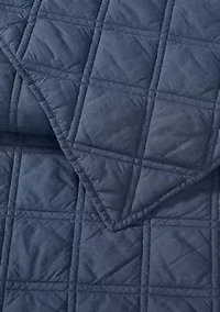 Brooklyn Loom Diamond Washed Cotton Green Full/Queen 3 Piece Quilt Set